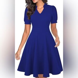 Short Puff Sleeve Casual Semi-Formal Fit and Flare